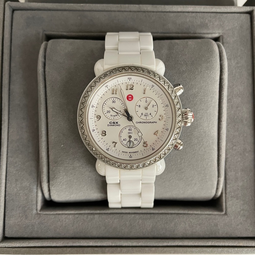 MICHELE CSX Ceramic Chronograph Quartz Diamond Ladies Watch